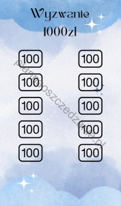 Wyzwanie 1 000zł rozmiar A7 (do mini bindera)