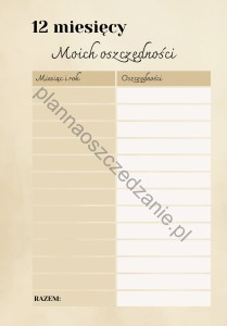 Karta 12 Miesięcy Moich Oszczędności