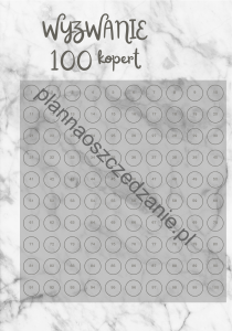 Karta Wyzwanie 100 kopert A5 wpinana biały marmur